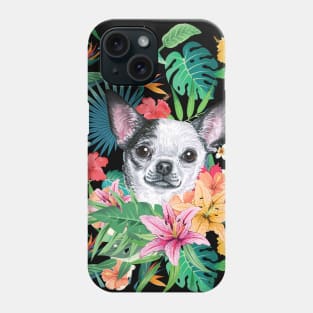 Tropical Short Haired Black and White Chihuahua Phone Case