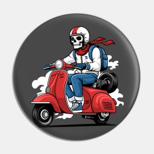 Scooter never dies red Pin