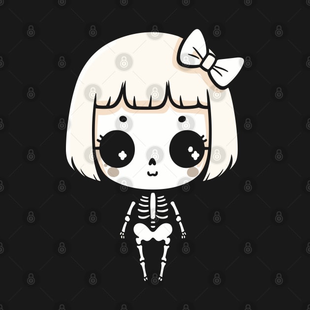 Cute Skeleton Girl in Kawaii Style | Halloween Design for Girls | Kawaii Girl by Nora Liak