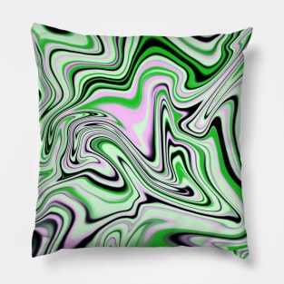 Green, Black and White Swirling Abstract Pattern Pillow