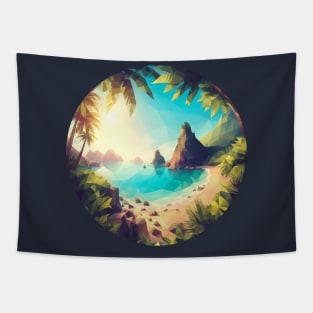 Low Poly Tropical Beach Tapestry