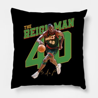 Shawn Kemp The  Reign Man Basketball Legend Signature Vintage Retro 80s 90s Bootleg Rap Style Pillow