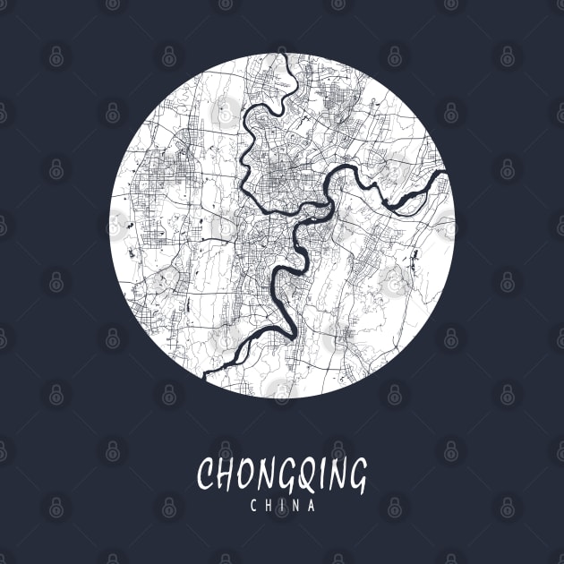 Chongqing, China City Map - Full Moon by deMAP Studio