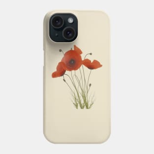 Delicate Red Poppies Wildflower Floral Bouquet Phone Case