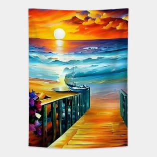 Sunset Beach Seaside Landscape Tapestry