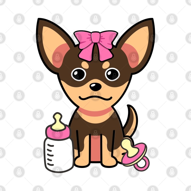 cute baby small dog wears a pink ribbon by Pet Station