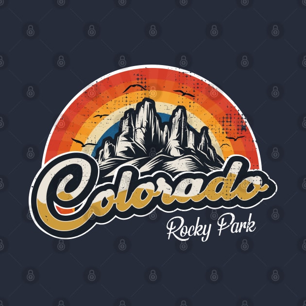 Colorado Tee - Retro Vintage Mountains Nature Hiking by Meryarts