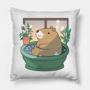 Relaxing in the Water: Capybara Enjoying a Bath Pillow