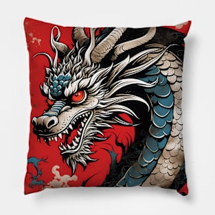Chinese Red Dragon Art Pillow