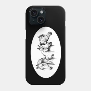 Pencil art. Four Arabian Horse heads. Phone Case