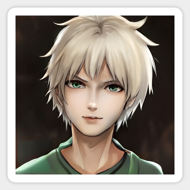 White Hair Anime Boy - Anime Boys - Sticker