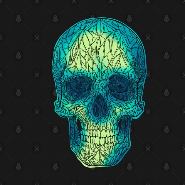 Stained glass skull - yellow to green fade by DaveDanchuk