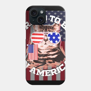 4th Of July Cat American Flag Glasses Phone Case