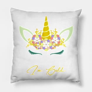 Gold glitter unicorn Pillow