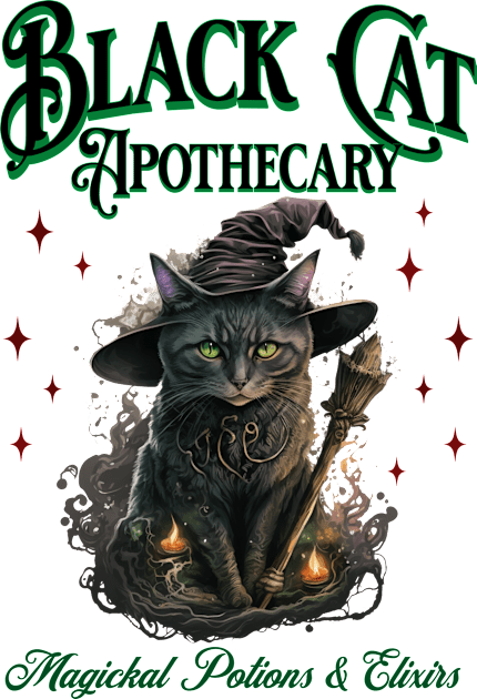 Black Cat Apothecary - Magickal Potions and Elixirs Halloween Kids T-Shirt by PUFFYP