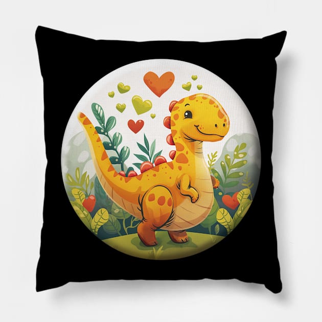 Cute  Dino Dinosaur Love Design Pillow by Mary_Momerwids