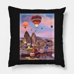 Cappadocia Air Balloons Turkey Wall Art Pillow