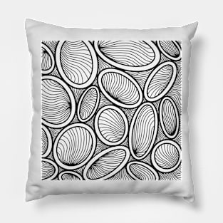 Zentangle Circles, Black and White Digital Illustration Pillow