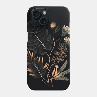 Black and Gold Elegant Botanical Illustration Phone Case