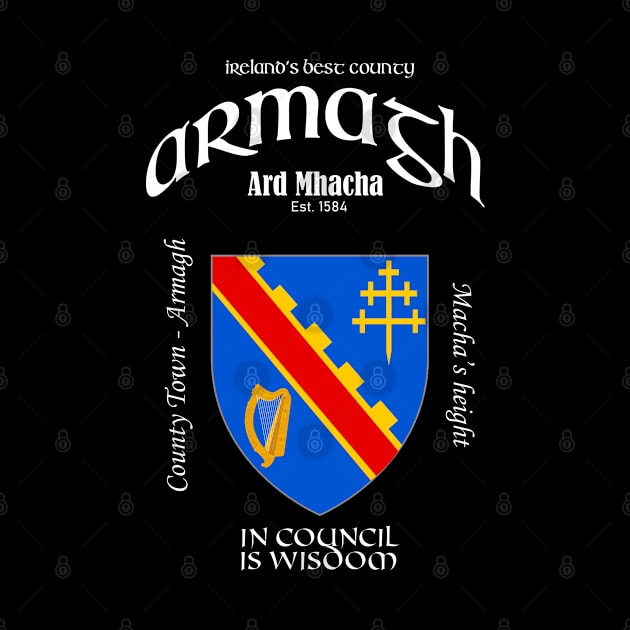 Armagh Ireland Crest County Town and Irish Translation by Ireland