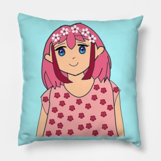 Pink Hair Anime Girl Pillow