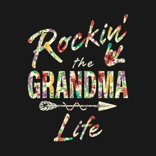 Rockin' The Grandma Life Colorful Flowers T-Shirt