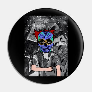 Unique MaleMask Digital Collectible with PixelEye Color and DarkSkin on TeePublic Pin