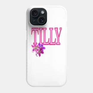 Top 10 best personalised gifts  -  first name Tilly, Mathilda, Mathilde, preppy personalised,personalized name with painted lilies Phone Case