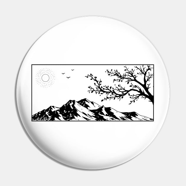 Minimal Drawing Landscape Pin by BlendedArt