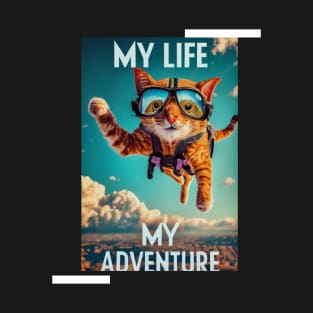 Funny cute cat adventure T-Shirt