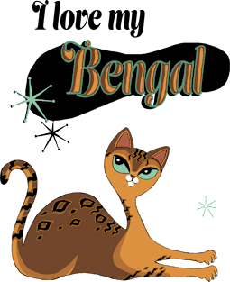 I Love My Bengal Cat Orange Pink Magnet