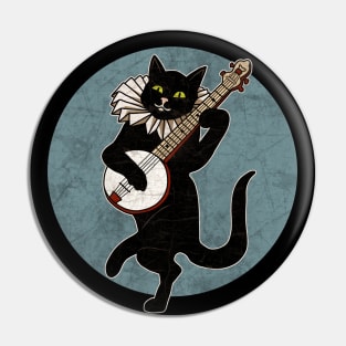 Vintage Cat Playing Banjo Pin