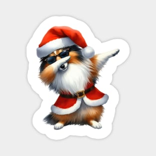 Christmas Shetland Sheepdog Dog Dabbing Dance Magnet