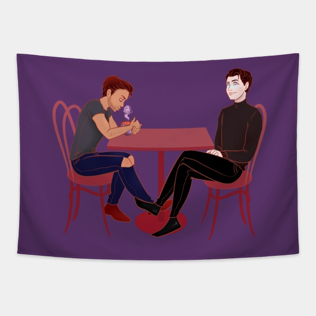 Cafe date - Gavin & RK900 Tapestry by ParrotChixFish