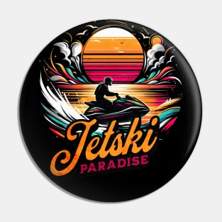 Vintage Jetski Paradise Design Pin