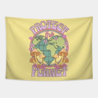 Protect the Planet Retro Earth Day Tapestry