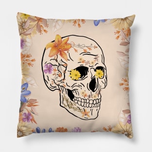 Floral Skull Pillow