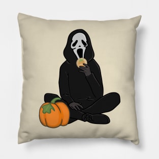 Ghostface eating pursburry pumpkin cookie Pillow