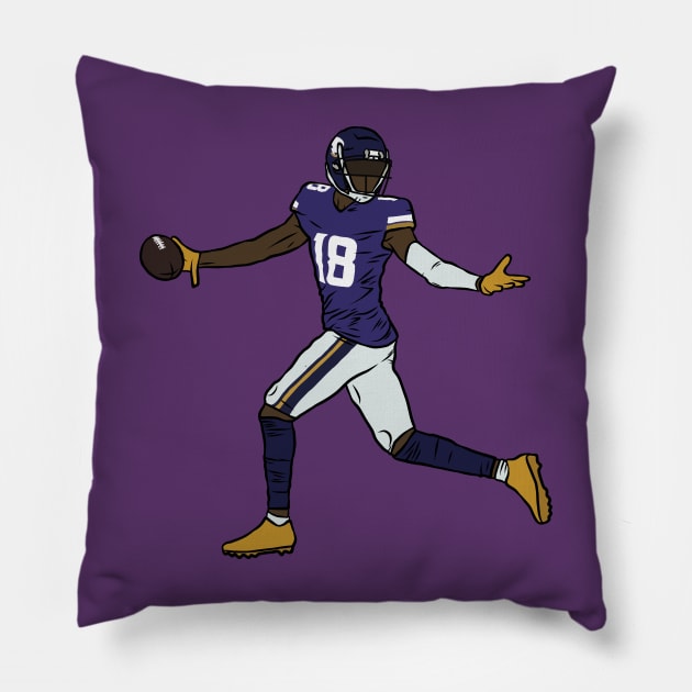 Justin Jefferson Looking Back Celebration Pillow by rattraptees