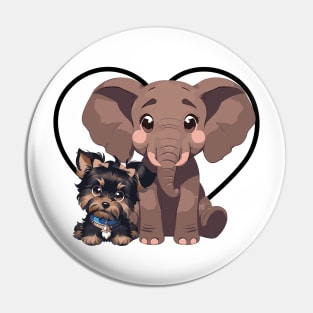 Elephant and Dog Friends Pin