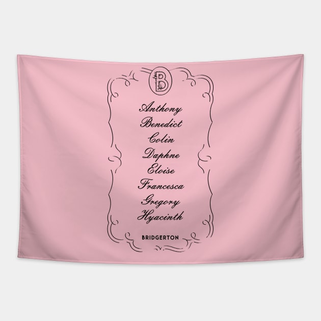 Womens Bridgerton Character Name Stack Tapestry by Virhayune