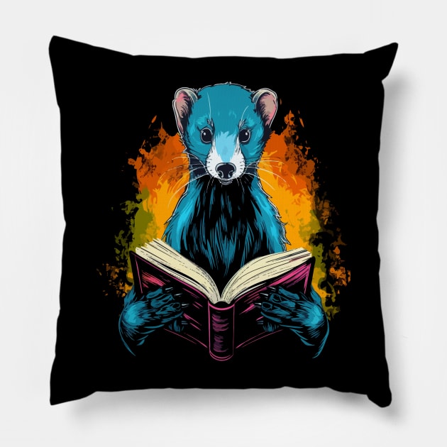 Weasel Reads Book Pillow by JH Mart