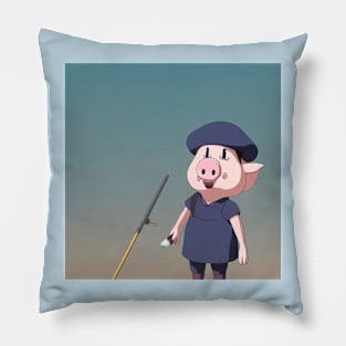 Confused artist pig Pillow