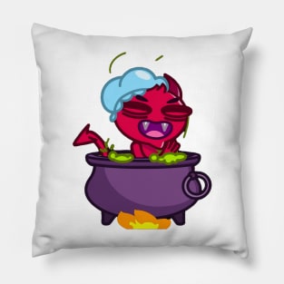 The Red Devil bathes in a pot of boiling water Pillow