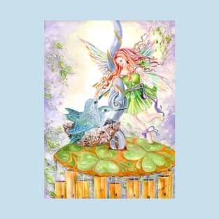 Shamrock Fairy with Hummingbirds T-Shirt