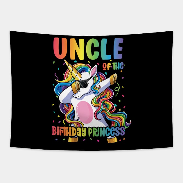 Uncle of the Birthday Princess Dabbing Unicorn Girl Tapestry by Pennelli Studio