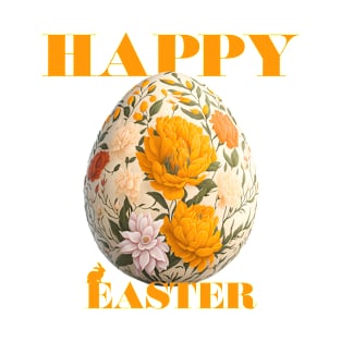 Happy Easter Egg Design with Floral Elements T-Shirt