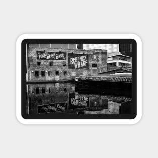 Birmingham Canal at  Regency Wharf - Monochrome Photograph Magnet