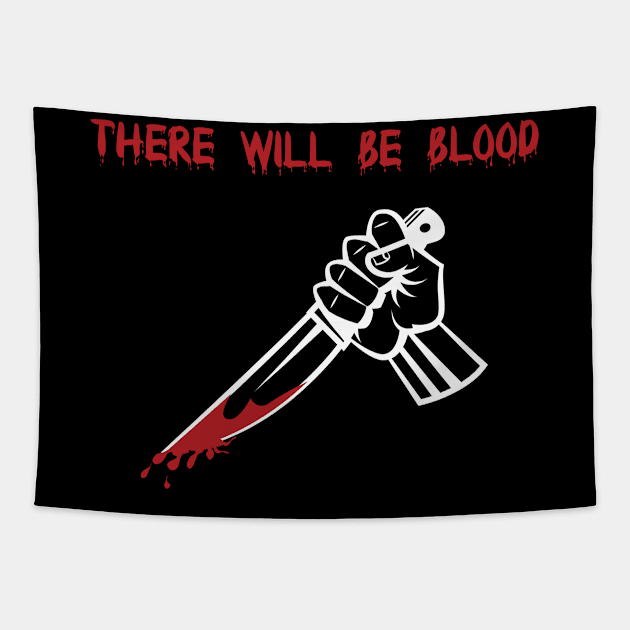 Bloody Halloween Saying With Killer Hand Tapestry by MonkeyBusiness