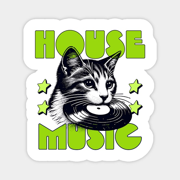 HOUSE MUSIC  - Cat Bites Vinyl (Lime( Magnet by DISCOTHREADZ 